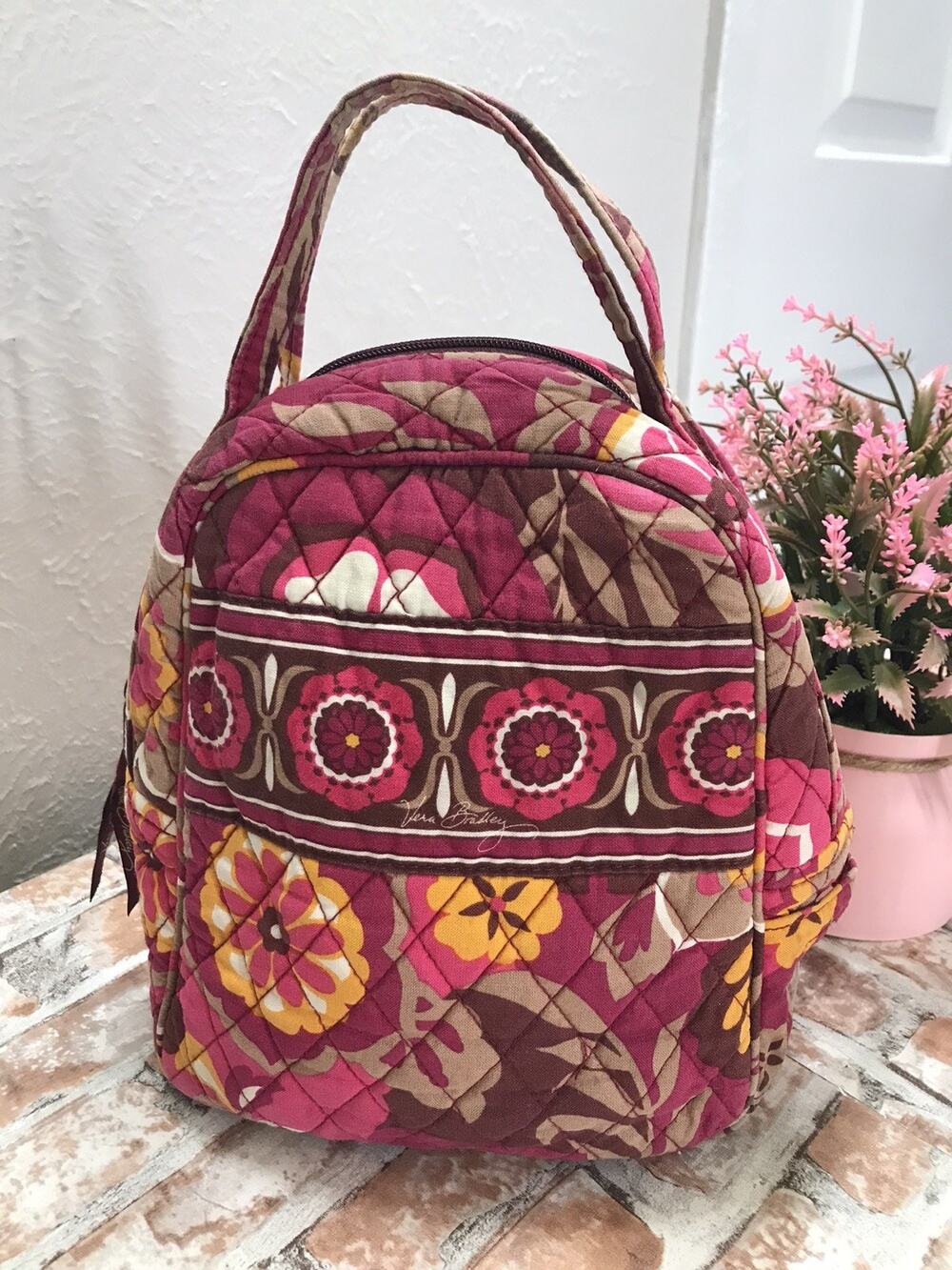 Vintage Vera Bradley Small Backpack Floral Quilted Cotton Multicolor Purse